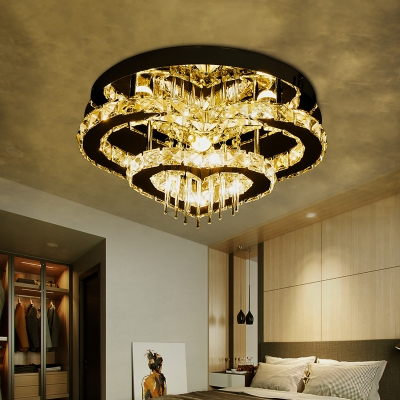 Simplicity Loving Heart Ceiling Flush Clear Crystal Living Room LED Flush Mount Lamp in Chrome