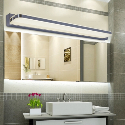 Slim Oblong Rest Room Wall Sconce Stainless-Steel 16