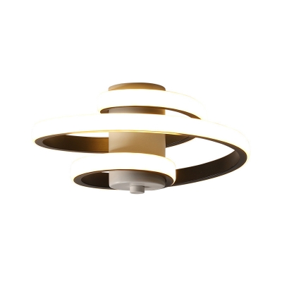 Spiral Living Room Ceiling Flush Light Metallic Modern Style LED Flushmount Lighting in Warm/White Light, Black/White