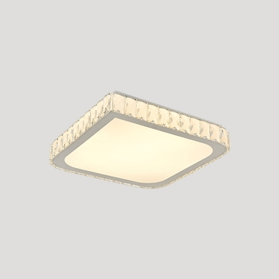 Square Ceiling Mounted Light Contemporary Crystal Block LED Chrome Flush Lamp Fixture
