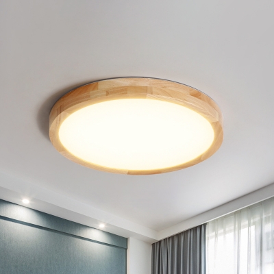 Super Thin Round Hotel Ceiling Lamp Wood 12