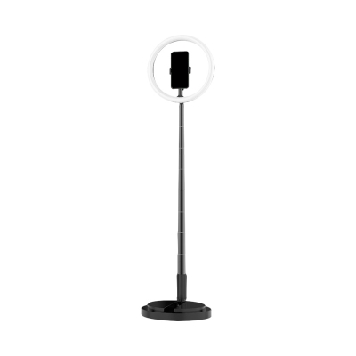 USB Contemporary Ring Fill-in Light Metal Phone Stand LED Vanity Lighting Ideas in Black/White/Pink