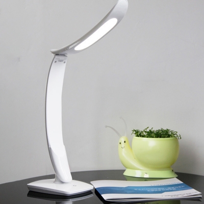 White Sailboat Foldable Study Lamp Simple ABS Touch Dimmable LED Desk Light with USB Charging Cord