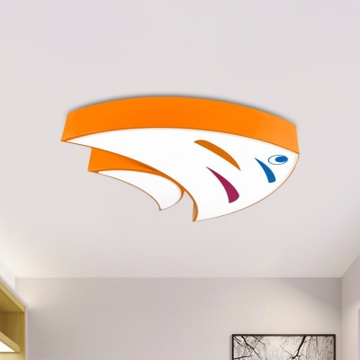 Acrylic Fish Flush Lighting Fixture Minimalism Blue/Green/Orange LED Ceiling Flush Mount for Classroom