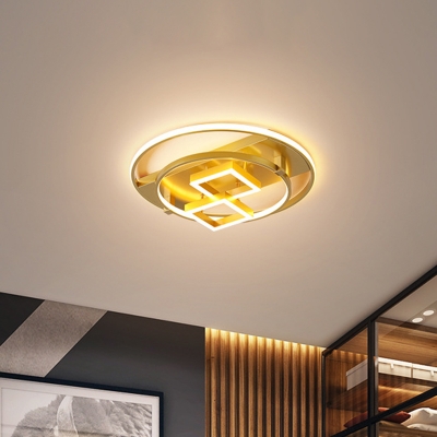 Acrylic Geometry Flush Mount Light Modernism LED Gold Flushmount Lighting for Bedroom