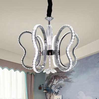 Chrome Heart Chandelier Lamp Modernity LED Faceted Crystal Hanging Light Fixture in Warm/White Light for Dining Room