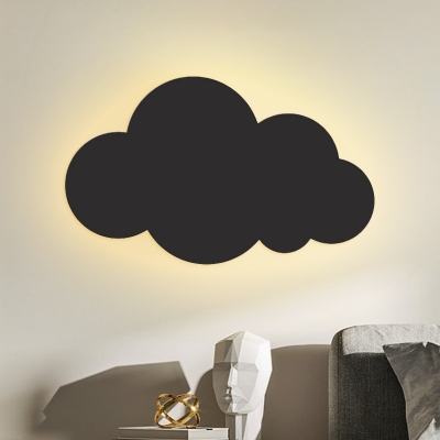 Cloud Bedside Wall Sconce Lighting Metal LED Cartoon Wall Mounted Lamp Fixture in Black/White/Beige