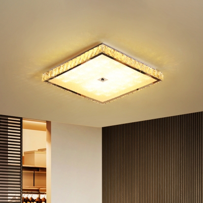 Crystal Round/Square LED Flushmount Minimalistic Flush Mount Ceiling Light in Chrome for Bedroom