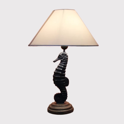 Flared Table Light Simplicity Fabric 1 Head Red/Dark/Sky Blue Night Lighting with Sea Horse Base