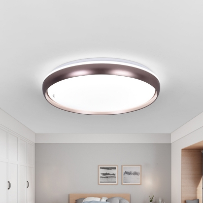 LED Parlor Ceiling Lighting Modern Dark Brown/Copper/Dark Gold Flush Mount Fixture with Round Metal Shade