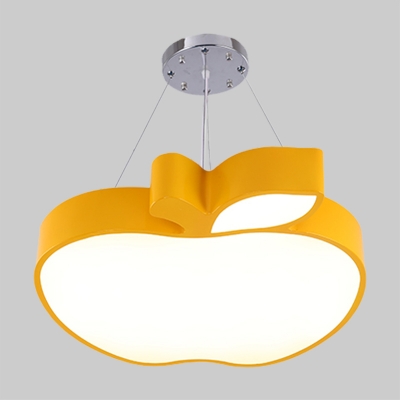 LED Playroom Suspension Lighting Modernism Blue/Yellow/Green Hanging Chandelier with Apple Acrylic Shade
