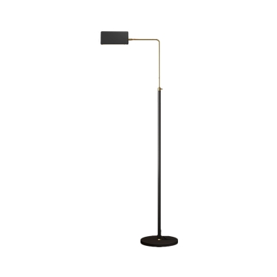 Metal Oblong Standing Lamp Modern 1-Light Floor Lighting with Adjustable Design and Pull Chain in Black