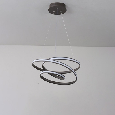 Metal Twisted Chandelier Lighting Modernism LED Coffee Pendant Light Fixture in Warm/White Light