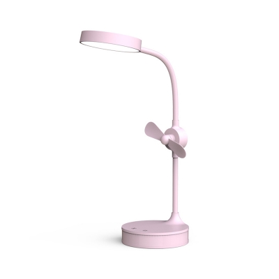 Mirror Rotating Touch Control Desk Lamp Modern Versatile Silicone White/Pink/Blue USB LED Task Lighting with Fan