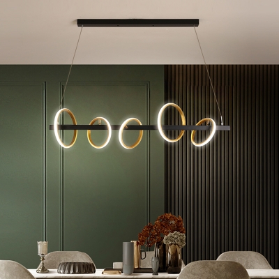 Modernity Loop Cluster Pendant Metal 4/5 Lights Dining Room Hanging Ceiling Light in Gold, Warm/White Light