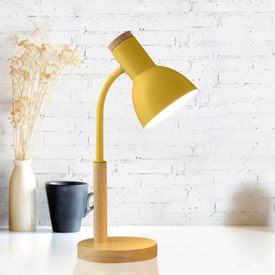 Nordic Single Head Nightstand Lamp Black/White/Yellow Dome-Like Task Lighting with Metallic Shade