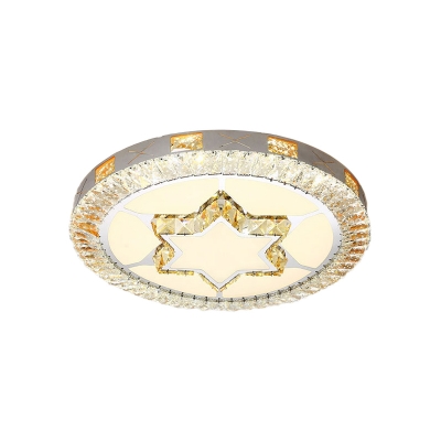 Simple Flush Ceiling Light Fixture Loving Heart/Star Patterned Round LED Flushmount with Crystal Shade