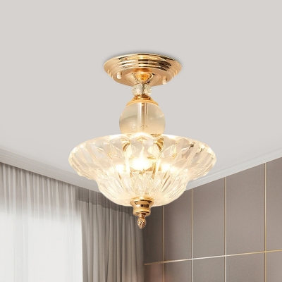 

Simplicity Urn Semi Flush Clear Crystal 3/4-Light Bedroom Ceiling Light Fixture in Gold, HL689260