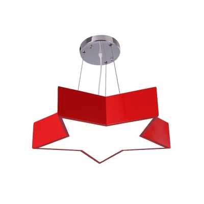Star Acrylic Ceiling Hang Fixture Contemporary Red/Blue LED Pendant Light Kit for Living Room