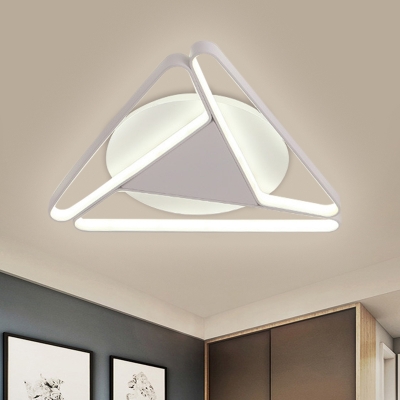 Triangle Metal Flush Mount Fixture Contemporary Black/White LED Close to Ceiling Lamp in Warm/White Light, 19.5