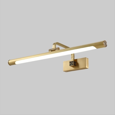 Tube Metallic Vanity Lighting Ideas Simple LED Wall Light Fixture with Adjustable Head Design in Brass