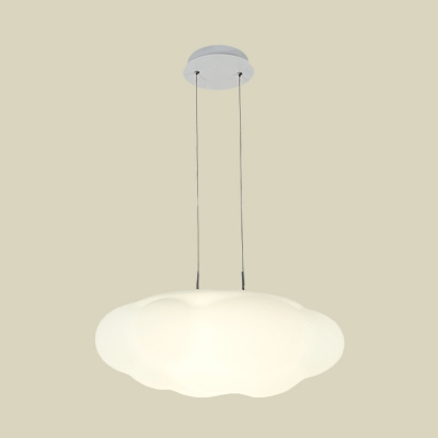 1/3/5-Light Kids Game Room Drop Pendant Macaron White LED Hanging Lamp with Cloud Plastic Shade