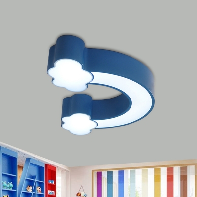 Acrylic Rainbow Flushmount Lighting Modernist LED Close to Ceiling Lamp in Yellow/Blue, Warm/White Light