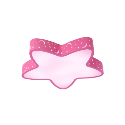 Acrylic Star Flush Mount Lamp Simple LED Ceiling Fixture with Crescent Pattern in Pink/Light Blue