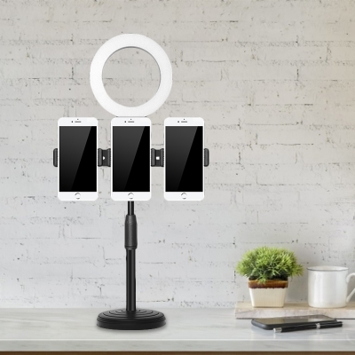 Annular Phone Support Vanity Lamp Metallic LED Contemporary Fill-in Light in Black, USB