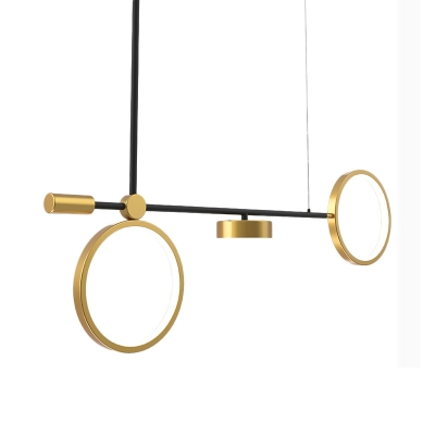 Black and Gold Ring Hanging Pendant Light Simplicity LED Metallic Suspension Lamp in Warm/White Light