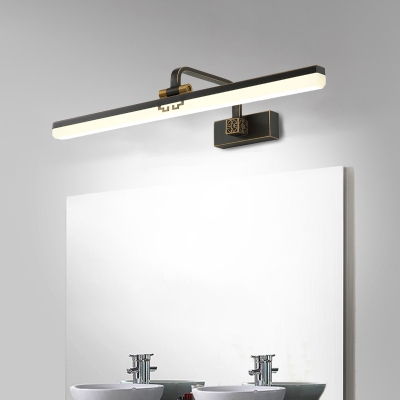 Black/Brass Linear Wall Lighting Minimalism LED Acrylic Vanity Wall Light Fixture with Fret Design