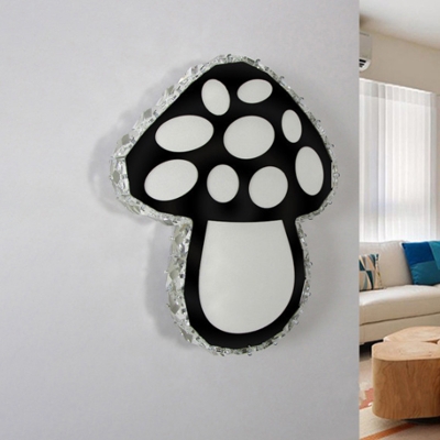 Black Mushroom Wall Lighting Fixture Simple Beveled Crystal LED Wall Mount Light for Bedroom