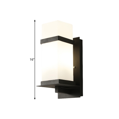 Black Rectangle Wall Lamp Sconce Warehouse Cream Glass 5