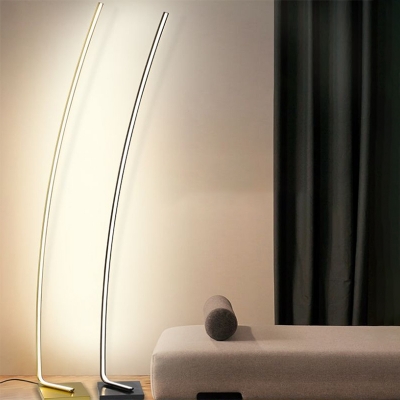 Black/White/Gold Arc Floor Lamp Modernism LED Metal Floor Standing Lighting in Warm/White Light for Sleeping Room