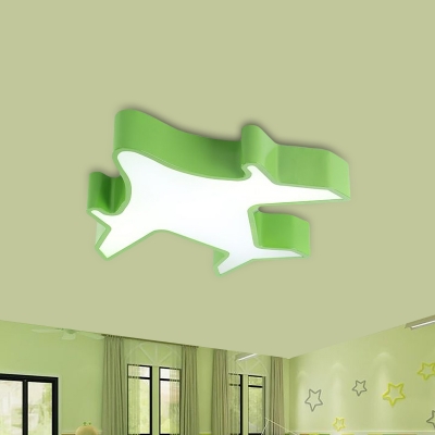 Cartoon Style LED Ceiling Flush White/Yellow/Blue Airplane Flush Mount Light with Acrylic Shade