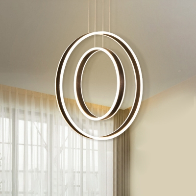 Circular Multi Pendant Contemporary Metal LED Restaurant Down Lighting in Brown, Warm/White/Natural Light