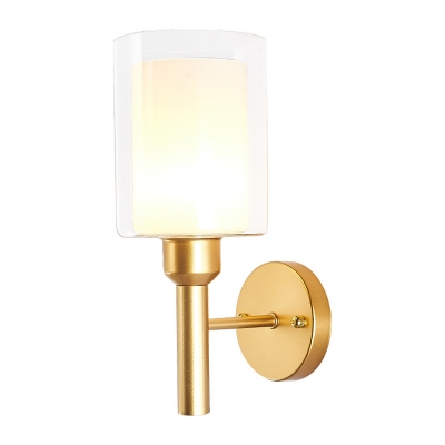 Clear Glass Candle Wall Light Fixture Colonial 1-Light Bedroom Wall Lighting Ideas in Gold