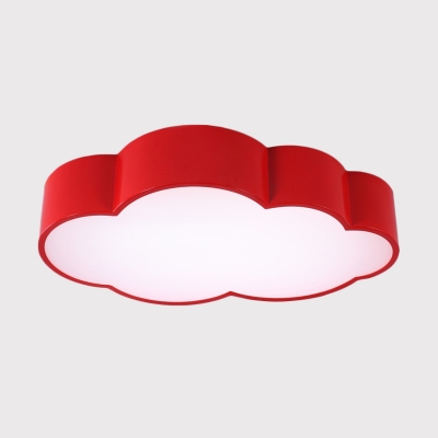 Cloud Kindergarten Ceiling Light Acrylic Simple Style LED Flush Mount Lamp Fixture in White/Red/Yellow