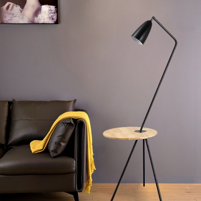 Domed Floor Table Light Modernism Metal 1-Head Drawing Room Standing Lamp with Tripod Design in Black/Pink/Yellow