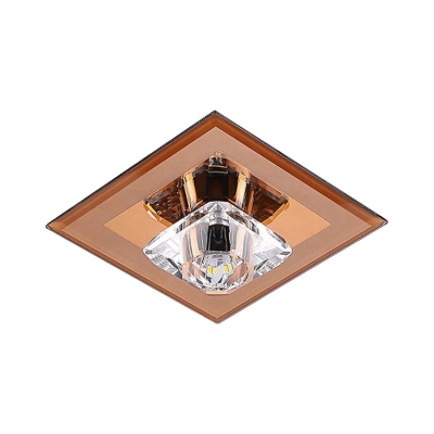Gem Shaped Mini Crystal Ceiling Lamp Minimalism Black/Tan LED Flush Light in Warm/White Light