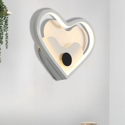 Loving Heart/Cloud Bedside Wall Sconce Acrylic LED Contemporary Wall Mounted Lamp in Black/White