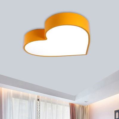 Loving Heart Sleeping Room Flushmount Acrylic LED Simple Ceiling Mount Light Fixture in Red/Pink/Yellow