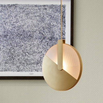 Metallic Circle Pendulum Light Contemporary LED Suspended Lighting Fixture in Gold