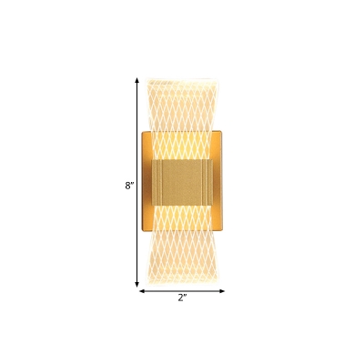 Modern Bowknot-Like Wall Sconce Acrylic 1/2-Head Living Room Wall Mounted Lamp in Gold, Warm/White Light