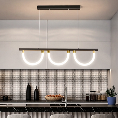 Modernity 3-Bulb Cluster Pendant Light Black/Gold Hemisphere Hanging Lamp Kit with Metallic Shade for Dining Room