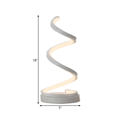 Spiral Study Room Table Lamp White Acrylic LED Modernism Nightstand Lighting in Warm/White Light