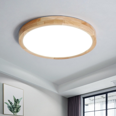 Super Thin Round Hotel Ceiling Lamp Wood 12