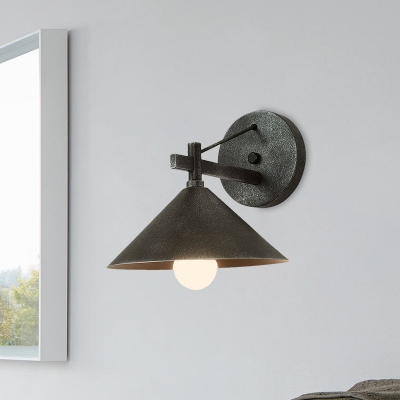 Tapered Outdoor Wall Mount Lamp Industrial Metallic 1 Light Brass/Antique Silver/Matte Black Finish Wall Lighting Ideas