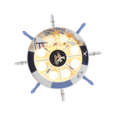 LED Parlor Ceiling Fixture Cartoon White Flush Mount Lighting with Rudder Acrylic Shade in Warm/White Light