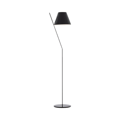 1-Light Black Cone Standing Lamp Minimalism Fabric Floor Lighting for Drawing Room